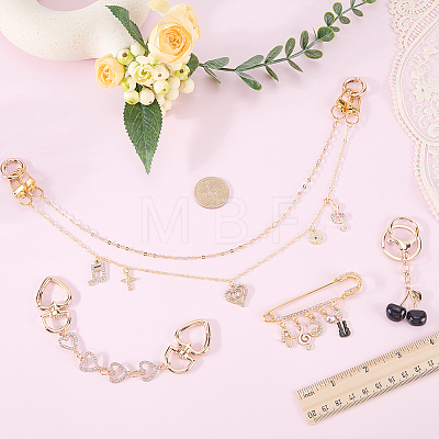Alloy with Resin Cherry Keychains & Alloy Enamel with Iron Musical Note Brooch & Alloy Rhinestone Heart Charm Purse Chains & Alloy Rhinestone Heart Link Purse Strap Extenders SJEW-AR00001-1