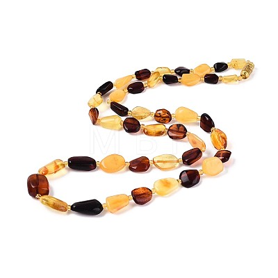 Natural Amber Nuggets Graduated Beaded Necklaces NJEW-T019-09-1