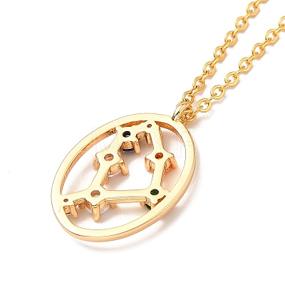 Colorful Cubic Zirconia Constellation Pendant Necklace NJEW-H166-01A-1