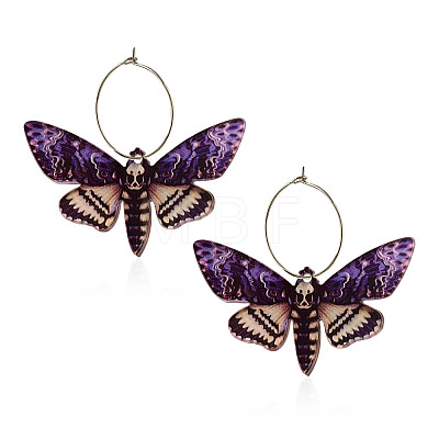 Butterfly Alloy Acrylic Hoop Earrings FS-WG09DCE-03-1