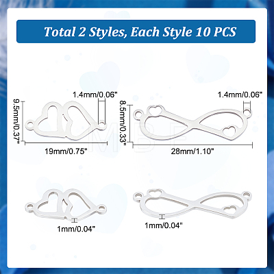20Pcs 2 Styles 201 Stainless Steel Connector Charms FIND-HY0001-18-1