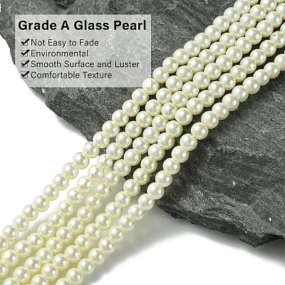Eco-Friendly Dyed Glass Pearl Round Beads Strands HY-A002-4mm-RB011-1