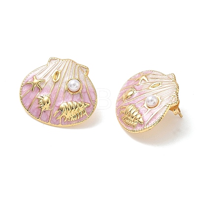 304 Stainless Steel & Enamel Stud Earrings EJEW-Z170-01G-01-1