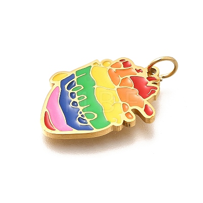 Pride 304 Stainless Steel Enamel Pendants STAS-B079-01G-02-1