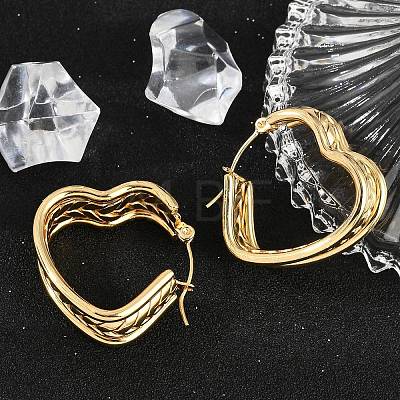 Heart 304 Stainless Steel Hoop Earrings EJEW-L287-070G-02-1