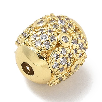 Rack Plating Brass Micro Pave Cubic Zirconia Beads KK-L224-030G-1