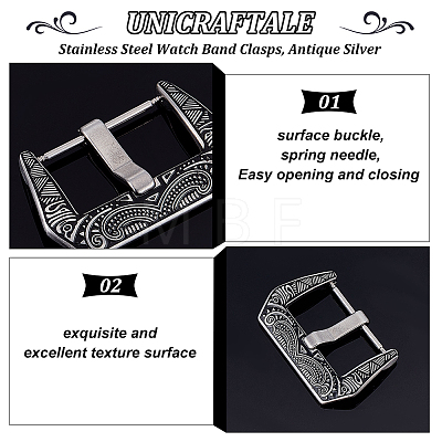 Unicraftale 2 Sets Tibetan Style 304 Stainless Steel Watch Band Clasps STAS-UN0039-87A-1