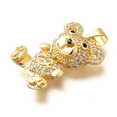Rack Plating Brass Micro Pave Clear Cubic Zirconia Pendants KK-M309-39C-G-1