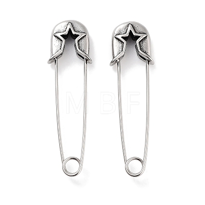 Star 316 Surgical Stainless Steel Safety Pin Hoop Earrings for Women EJEW-Z050-31C-AS-1