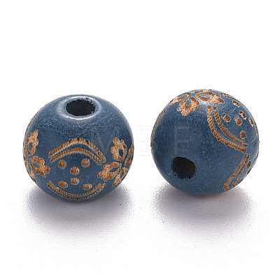 Painted Natural Wood Beads WOOD-N006-03A-07-1