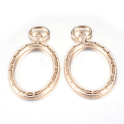 Rack Plating Alloy Open Back Bezel Big Pendants PALLOY-T005-08G-01-RS-1