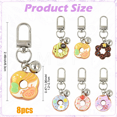 8Pcs Resin & 304 Stainless Steel Bell Pendant Decorations HJEW-YW00345-1
