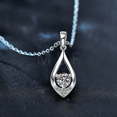 Teardrop 925 Sterling Silver Crystal Moissanite Pendant Necklaces for Women FS-WGA8F32-02-1