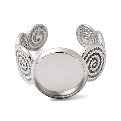 Spiral 304 Stainless Steel Cuff Ring Components STAS-P454-02C-P-1