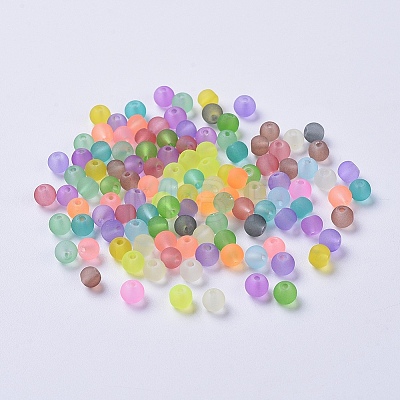 Transparent Frosted Glass Beads FGLA-R001-4mm-M-1