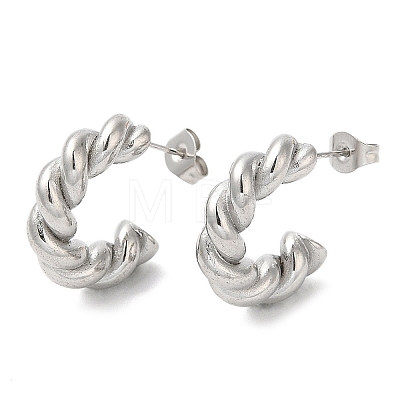 Non-Tarnish 304 Stainless Steel Rope Chains Shape Stud Earrings EJEW-B026-04P-1