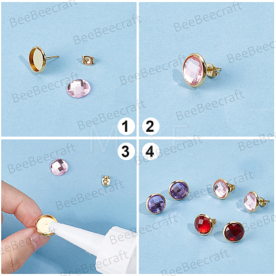 50Pcs 5 Styles 304 Stainless Steel Stud Earring Findings STAS-BBC0009-96-1