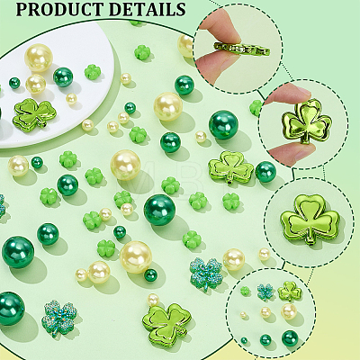 122Pcs 9 Styles ABS Imitation Pearl Beads & PP Plastic Beads & Opaque Acrylic Beads & Transparent Resin Cabochons KY-SP0001-79-1