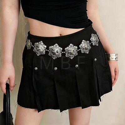 Boho Ethnic Alloy Flower Engraved Waist Chains WG04E47-02-1