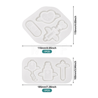  2Pcs 2 Style Medical Theme DIY Pendant Silicone Molds DIY-TA0005-23-1