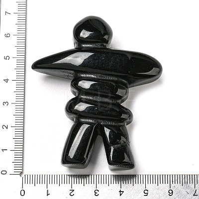 Natural Obsidian Carved Healing Human Shape Figurines DJEW-D012-03E-1