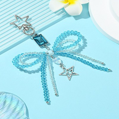 Alloy Glass Chip Pendant Decoration HJEW-FZ00040-1