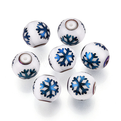 Christmas Opaque Glass Beads X-EGLA-R113-01F-1
