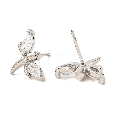 Dragonfly Platinum Brass Stud Earrings EJEW-L270-09P-1