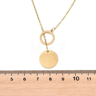 Adjustable 304 Stainless Steel Coin Pendant Lariat Necklaces NJEW-H093-01G-1