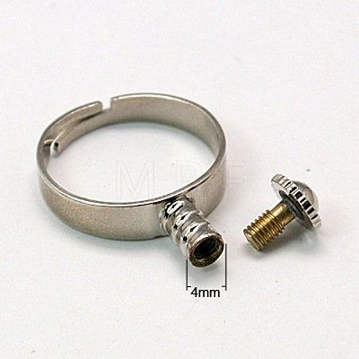 Platinum Tone Brass Ring Components for European Beads X-KK-E287-P-1