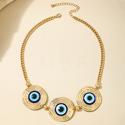 Alloy Enamel Triple Blue Evil Eye Bib Necklaces for Women FS-WG87187-04-1