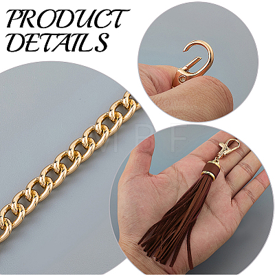 1Pc Imitation Leather with Alloy Curb Chain Purse Chains FIND-CL0002-07-1