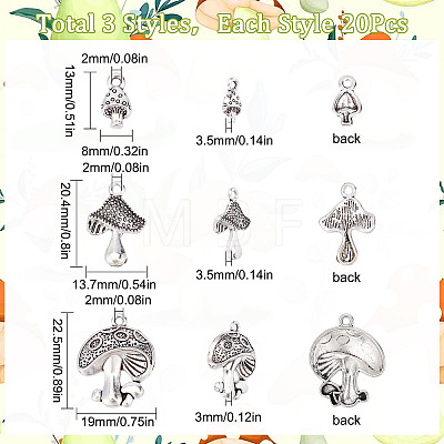 60Pcs 3 Styles Tibetan Style Alloy Pendants TIBEP-SC0002-27-1