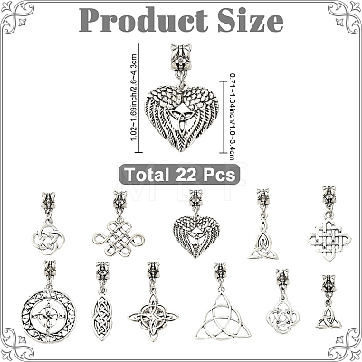 22Pcs 11 Style Alloy European Dangle Charms PALLOY-YW00226-1