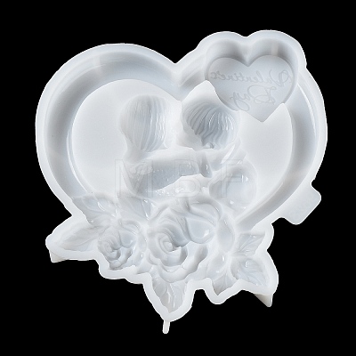 Valentine's Day Heart Couple Rose DIY Wall Decoration Statue Silicone Molds SIL-F007-09-1
