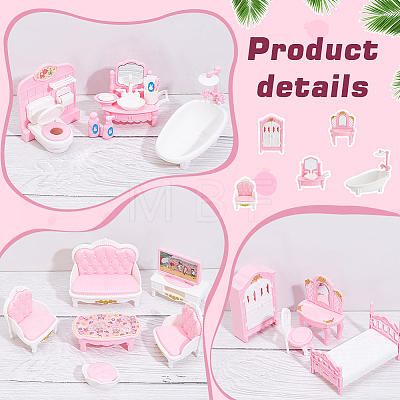   Plastic Doll Bedroom & Bathroom & Living Room Furniture Kit DIY-PH0022-06-1