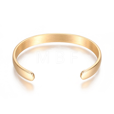 Ion Plating(IP) 304 Stainless Steel Cuff Bangles X-STAS-I110-10-8mm-G-1