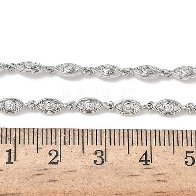 Brass Micro Pave Clear Cubic Zirconia Eye Link Chain Necklaces NJEW-G183-07P-1