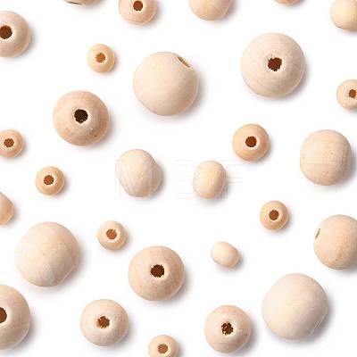 241Pcs 5 Styles Natural Unfinished Wood Beads WOOD-FS0002-36-1