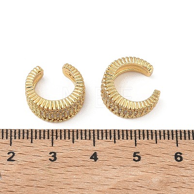 C-Shaped Brass Micro Pave Clear Cubic Zirconia Cuff Earrings EJEW-L316-01G-07-1