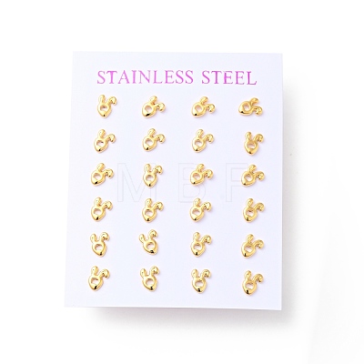 304 Stainless Steel Tiny Rabbit Stud Earrings with 316 Stainless Steel Pins for Women EJEW-J043-04G-1