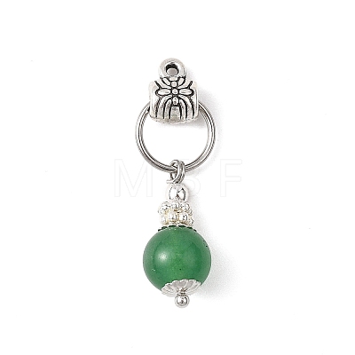 5Pcs 5 Styles Natural Green Aventurine & Black Onyx & White Jade & Malaysia Jade Pendants PALLOY-JF04711-1