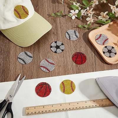 10Pcs 5 Styles Sports Theme Glass Hotfix Rhinestone DIY-NB0015-49-1