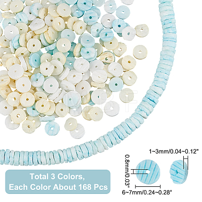  504Pcs 3 Colors Natural White Shell Beads BSHE-NB0001-29-1