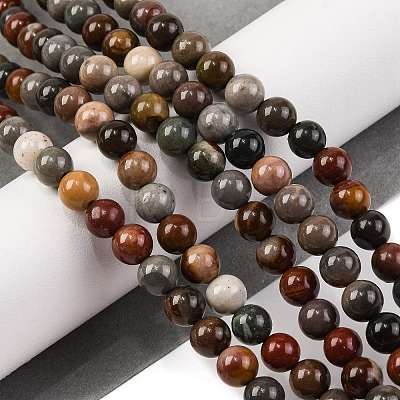 Natural Picture Jasper Beads Strands G-H037-A01-01-1