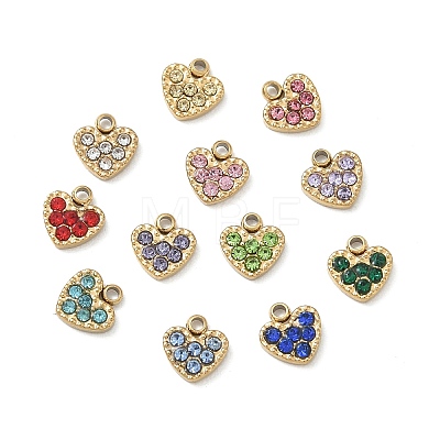 304 Stainless Steel Micro Pave Cubic Zirconia Charms CU-CBA5775-02G-1