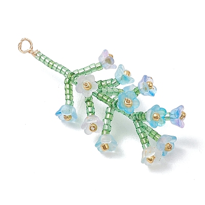 Glass Seed Beaded Flower Big Pendants PALLOY-MZ01184-01-1