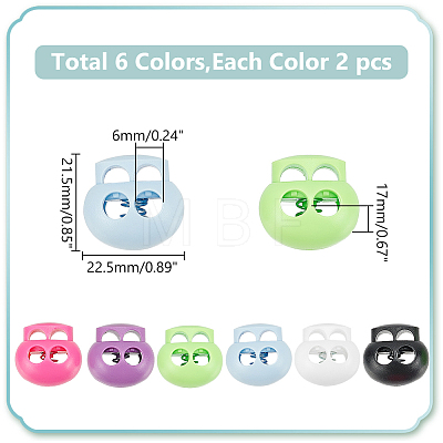 WADORN 12Pcs 6 Colors Plastic & Iron Cord Locks FIND-WR0011-33-1
