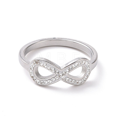 Crystal Rhinestone Infinity Finger Ring RJEW-D120-01P-1