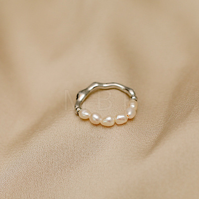 Oval Natural Freshwater Pearl Rings for Women WGE4334-02-1